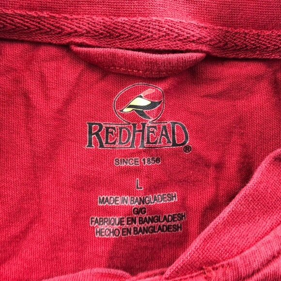 RedHead Mens Henley T-Shirt Large Short Sleeve Casual Pullover 100% Cotton Red - Picture 3 of 14